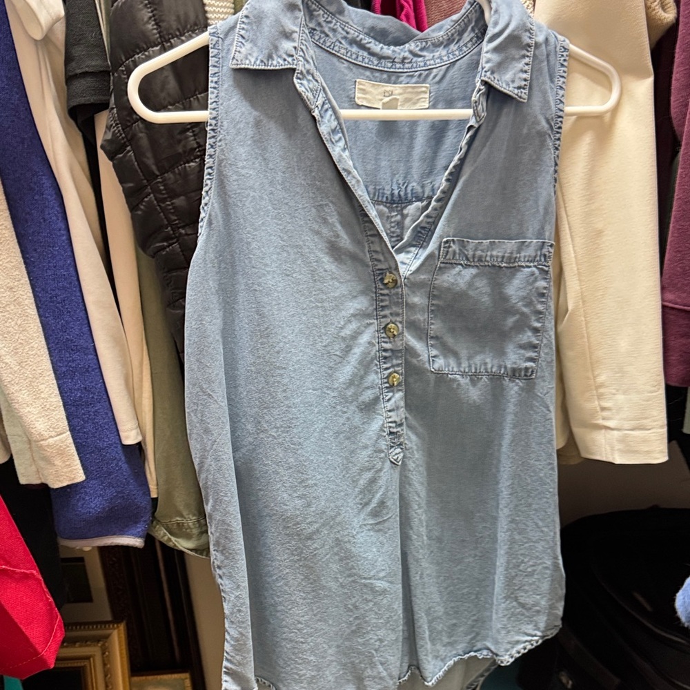 Thread & Supply Light Blue Sleeveless Button Down Shirt